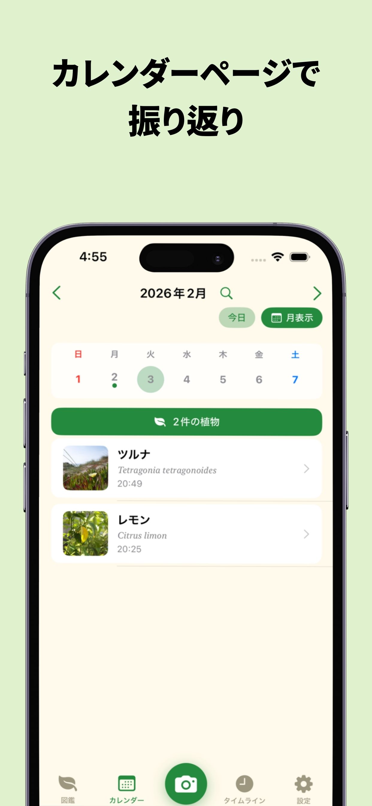 カレンダーページで振り返り